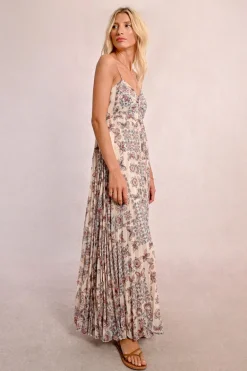 Robe longue à bretelles et à imprimé