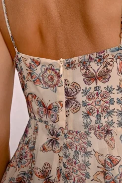Robe longue à bretelles et à imprimé