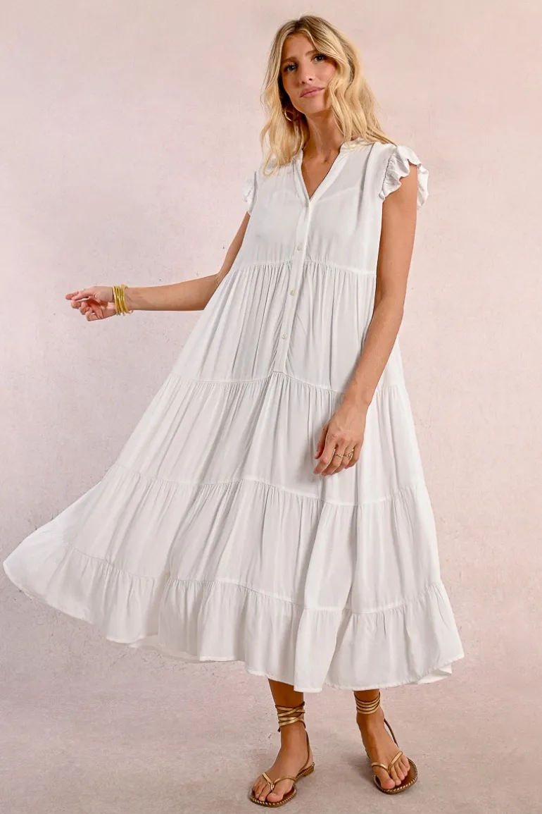Robe longue à multi-volants