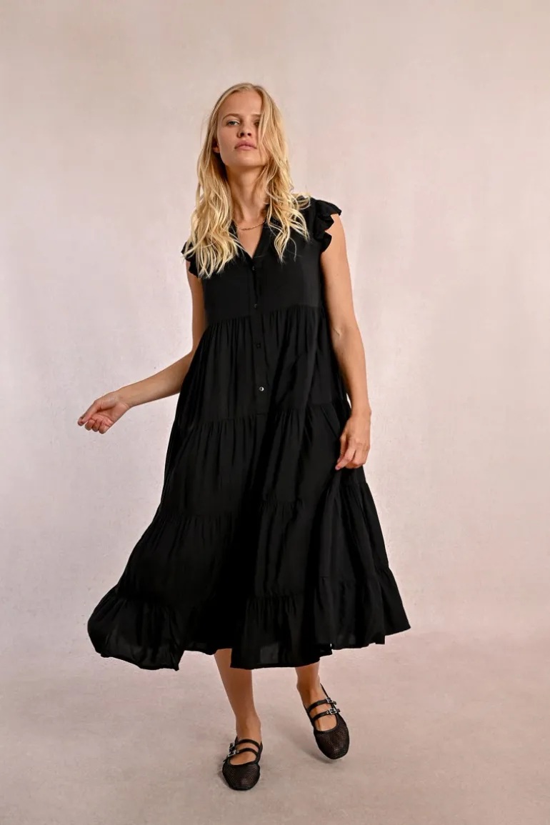 Robe longue à multi-volants