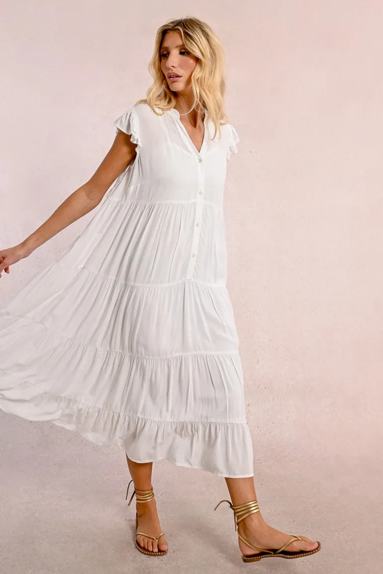 Robe longue à multi-volants