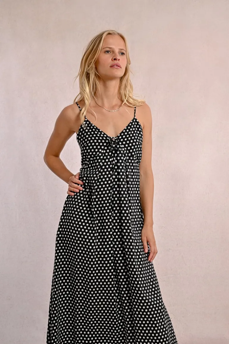 Robe longue à pois