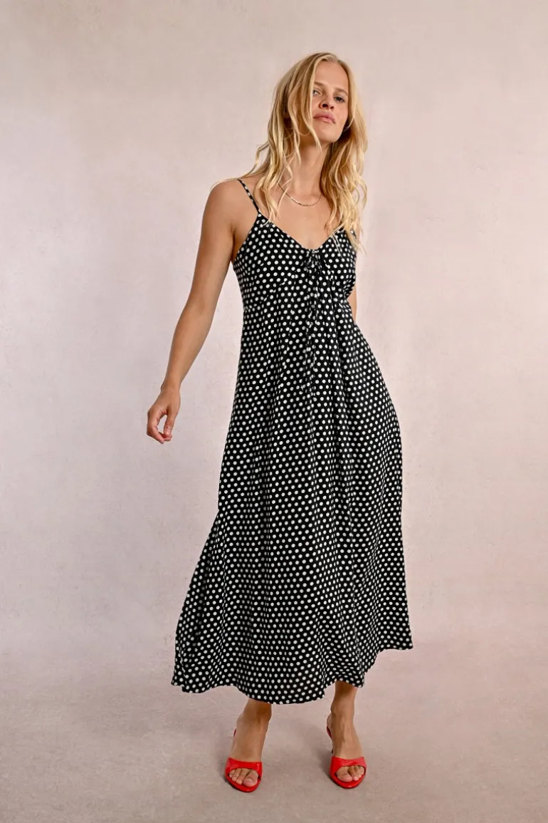 Robe longue à pois