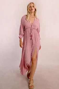 Robe longue à taille élastiquée