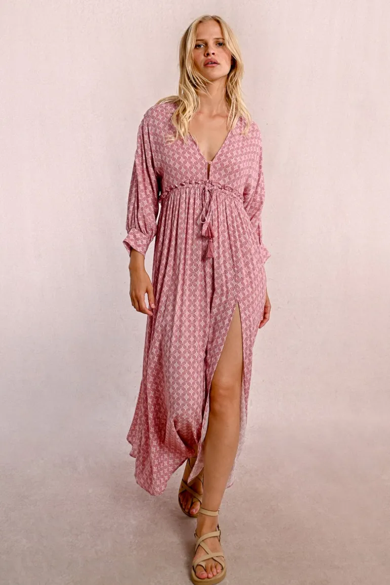 Robe longue à taille élastiquée