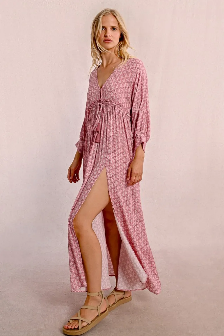 Robe longue à taille élastiquée