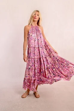 Robe longue à volants
