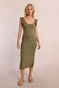 Robe longue côtelée