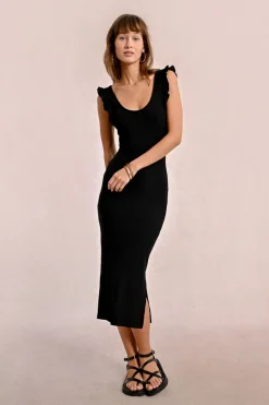 Robe longue côtelée