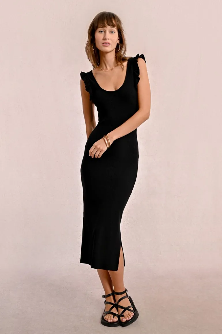 Robe longue côtelée