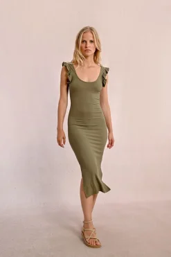 Robe longue côtelée