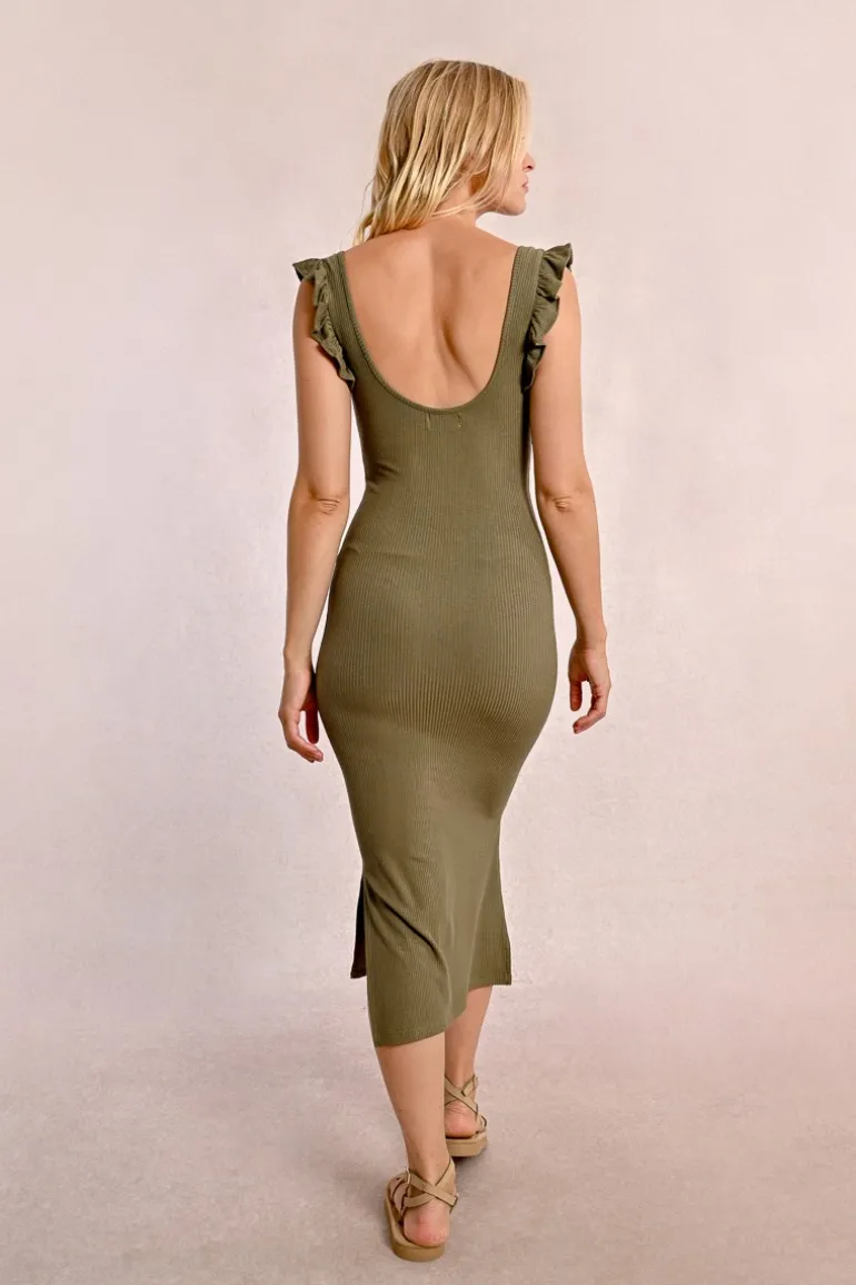 Robe longue côtelée