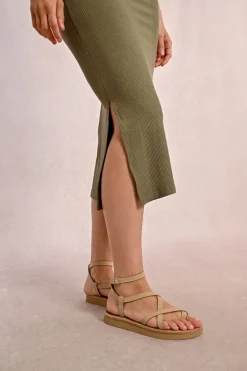 Robe longue côtelée