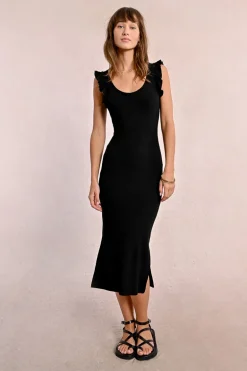 Robe longue côtelée