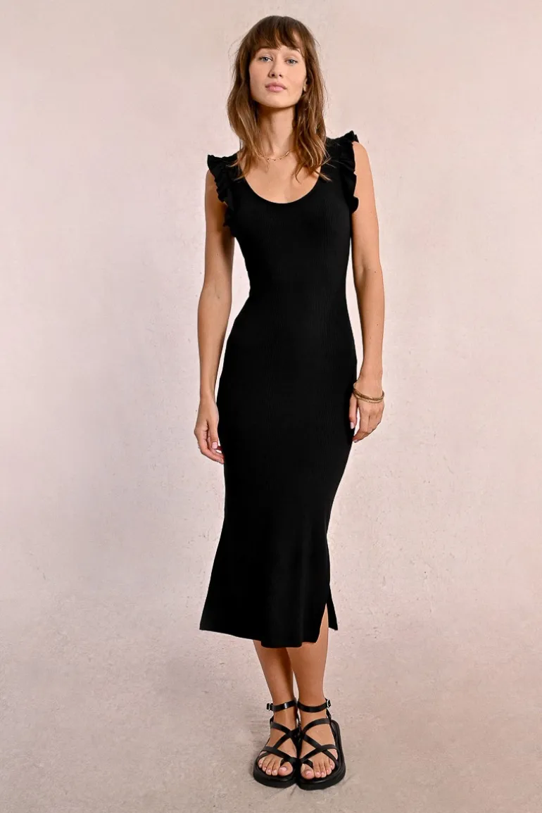 Robe longue côtelée