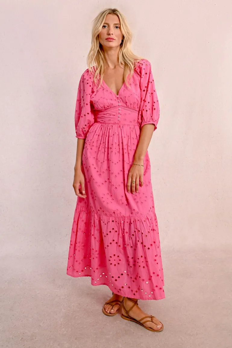 Robe longue en broderie ajourée