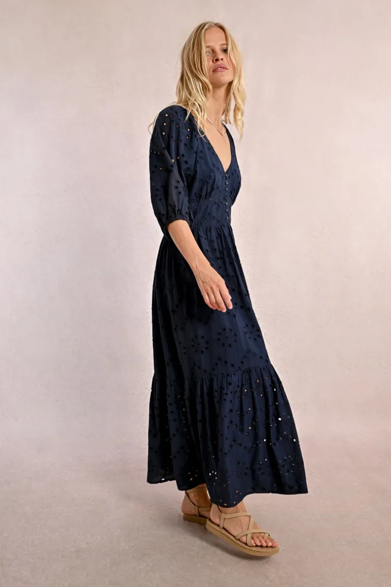 Robe longue en broderie ajourée