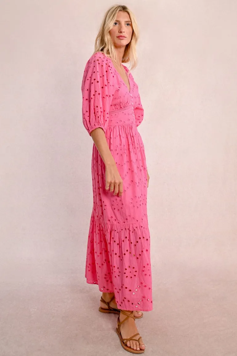 Robe longue en broderie ajourée