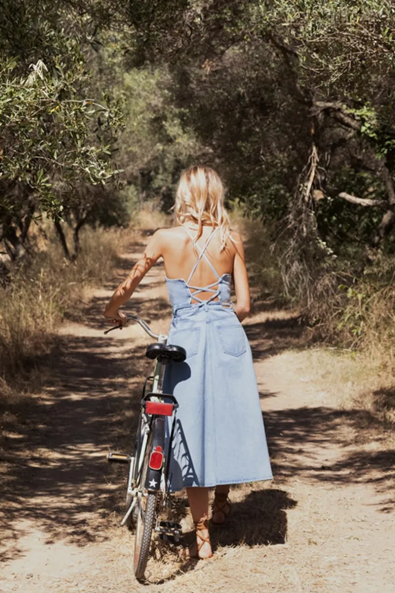 Robe longue en jean