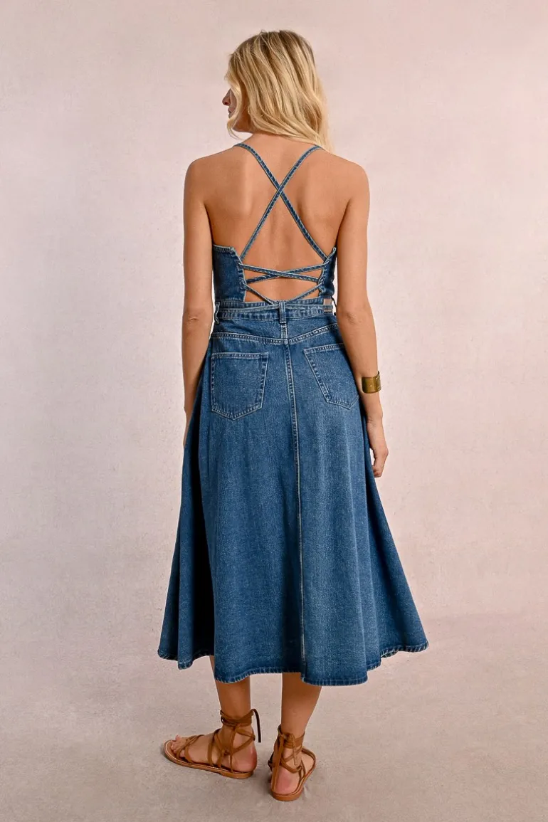 Robe longue en jean