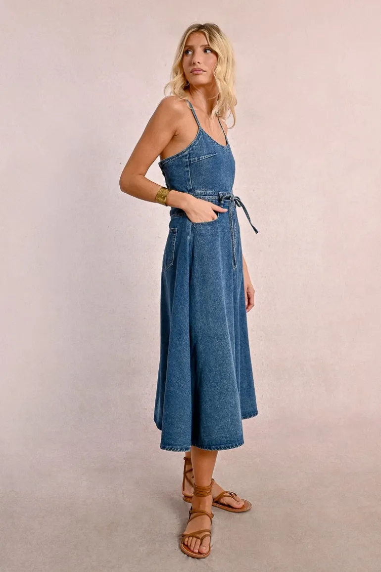 Robe longue en jean