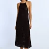 Robe longue en maille crochet
