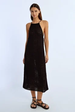 Robe longue en maille crochet