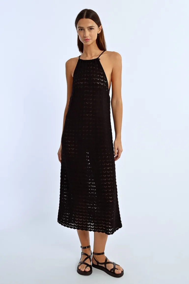 Robe longue en maille crochet
