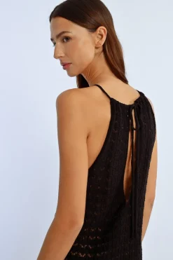 Robe longue en maille crochet