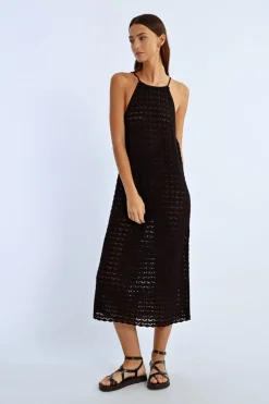Robe longue en maille crochet