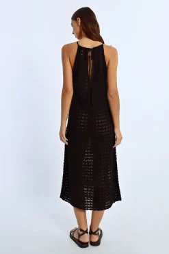 Robe longue en maille crochet