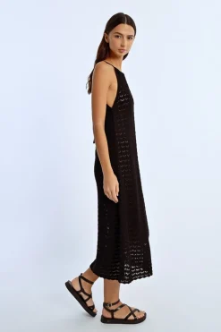 Robe longue en maille crochet