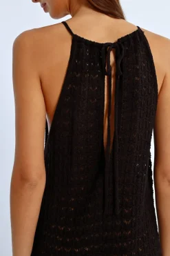 Robe longue en maille crochet