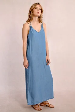 Robe longue et droite en Tencel