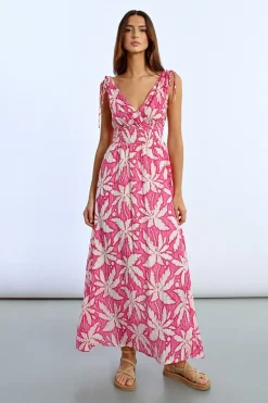 Robe longue et fluide, imprimée