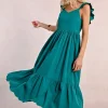 Robe longue fantaisie à volants