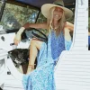 Robe longue imprimée à fines bretelles