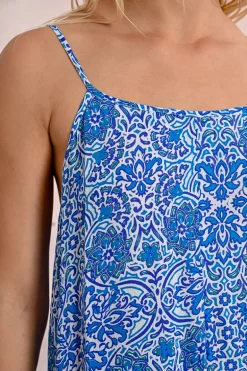 Robe longue imprimée à fines bretelles