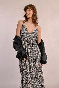 Robe longue imprimée léopard