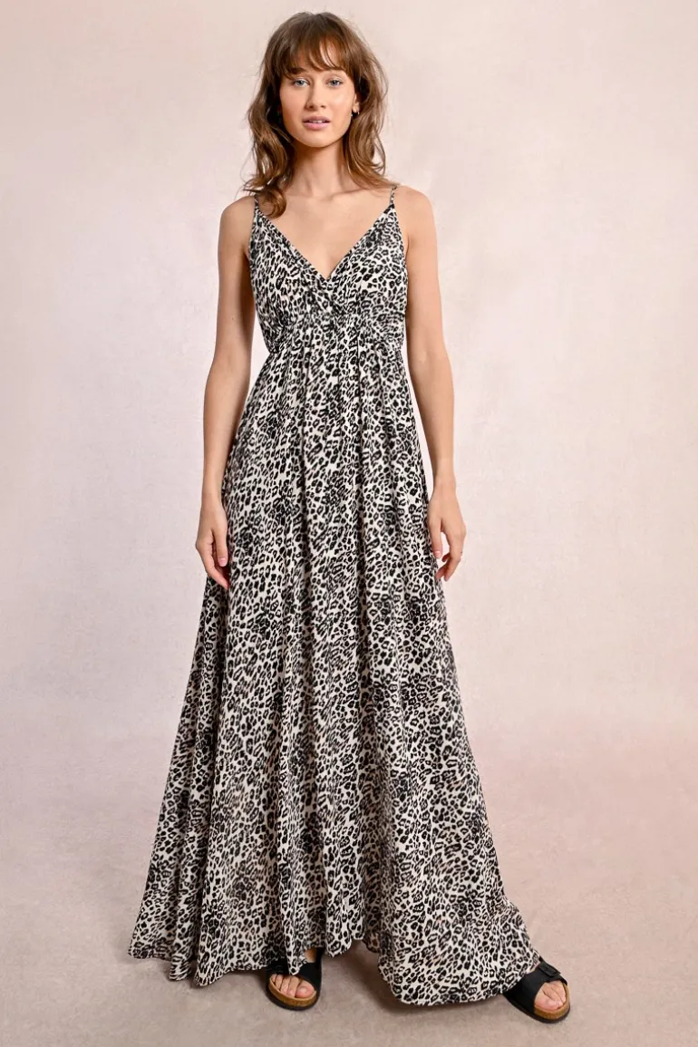Robe longue imprimée léopard