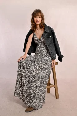 Robe longue imprimée léopard
