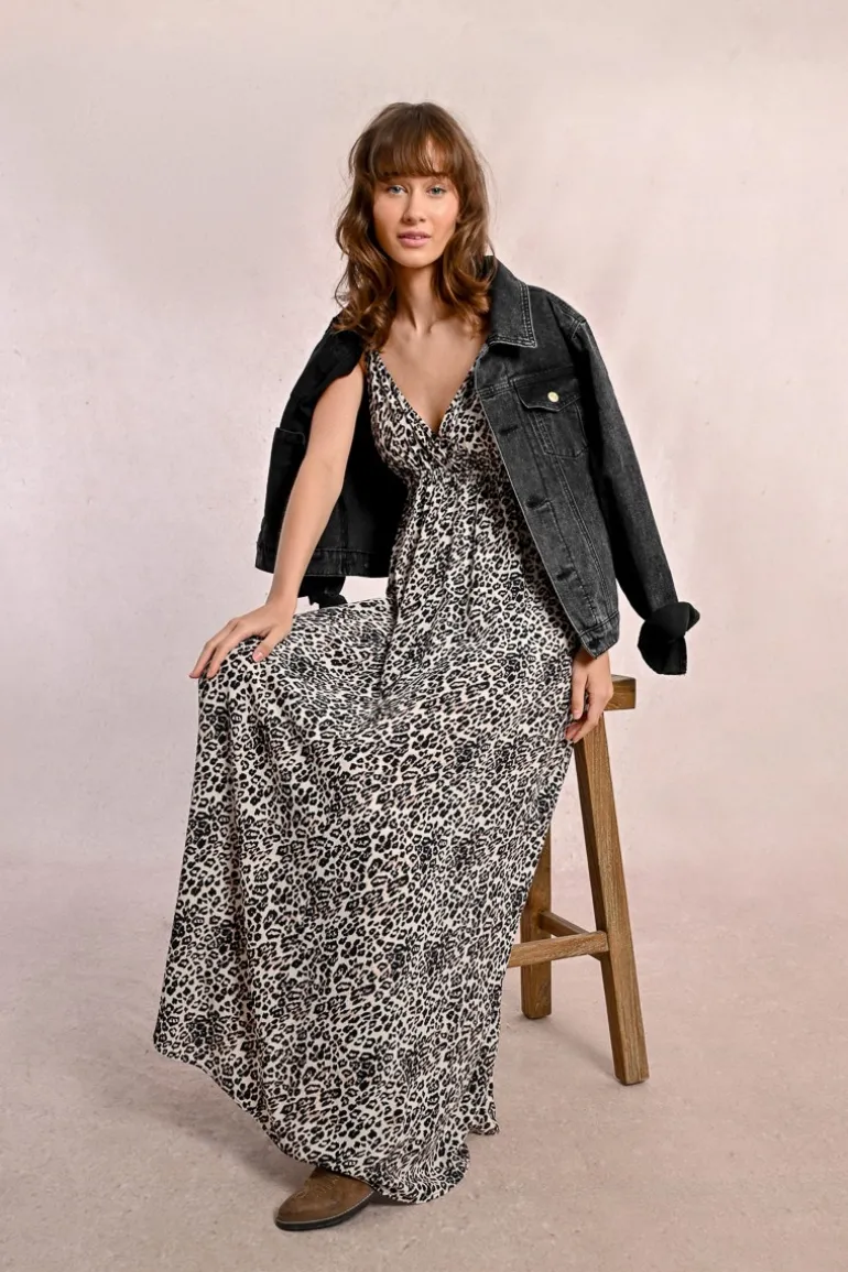 Robe longue imprimée léopard