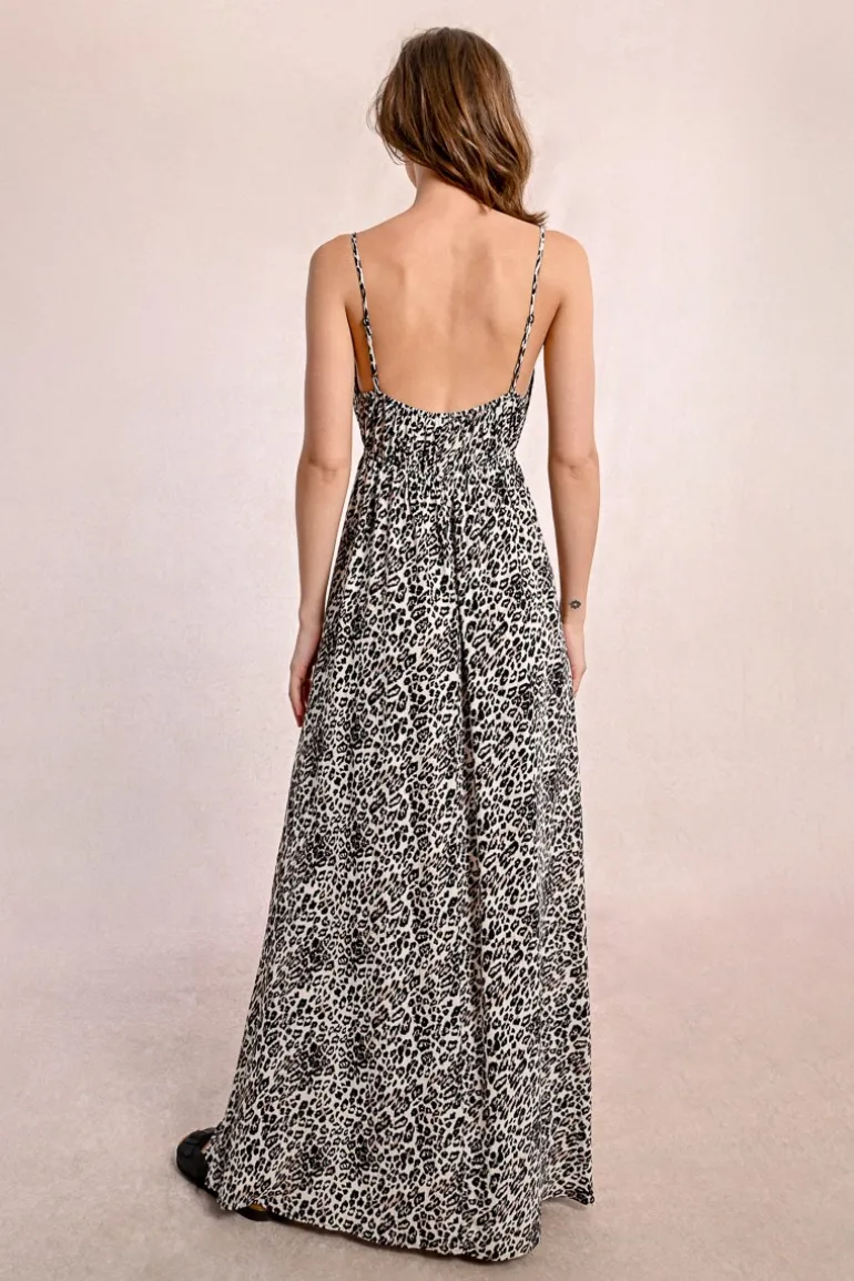 Robe longue imprimée léopard