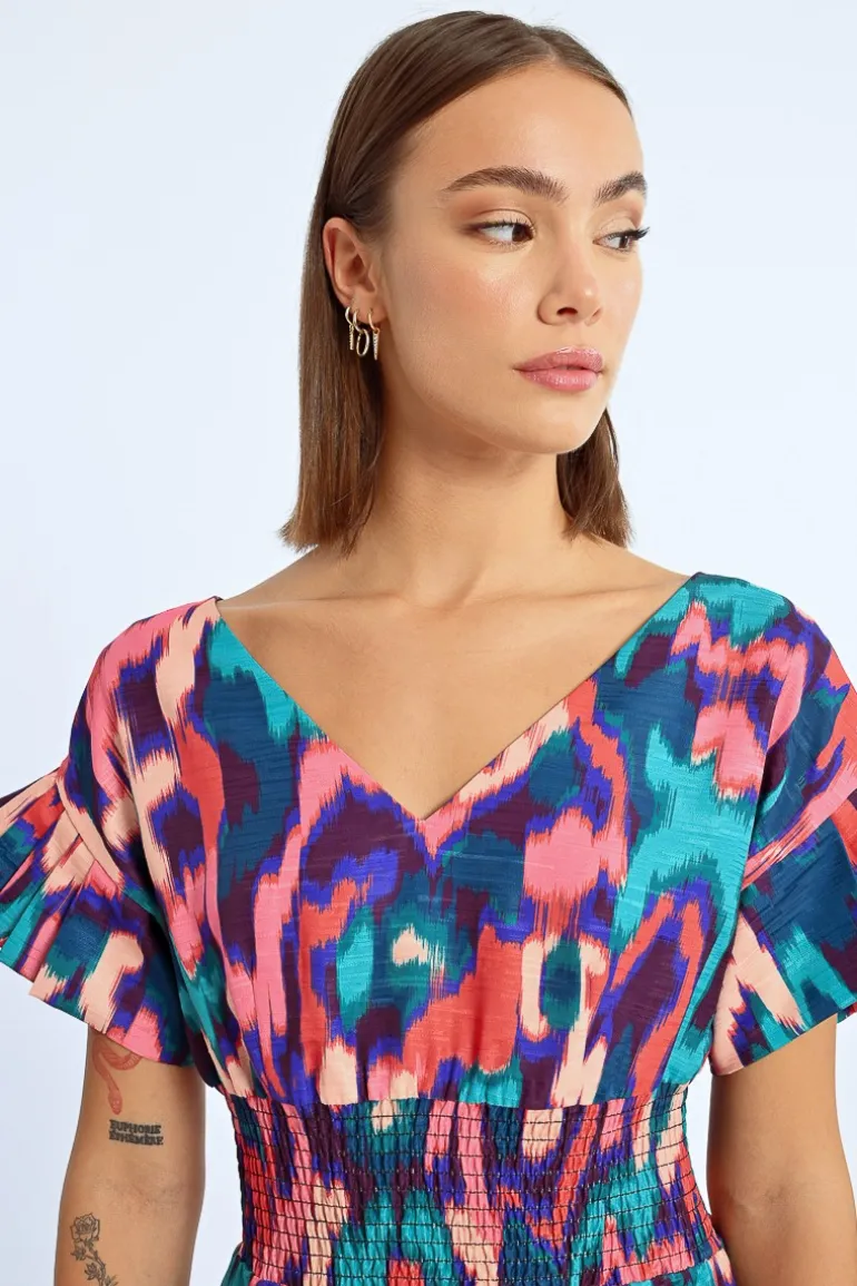 Robe longue, multiple volants