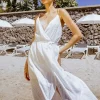 Robe longue portefeuille buste croisé