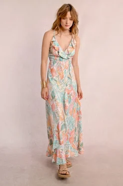 Robe longue portefeuille imprimée