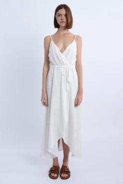Robe longue portefeuille buste croisé