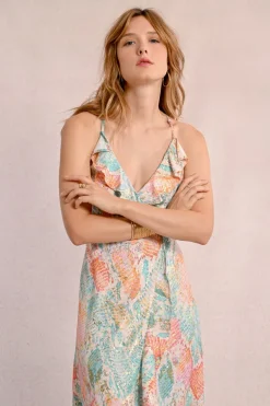 Robe longue portefeuille imprimée