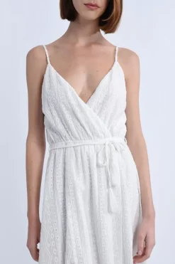 Robe longue portefeuille buste croisé