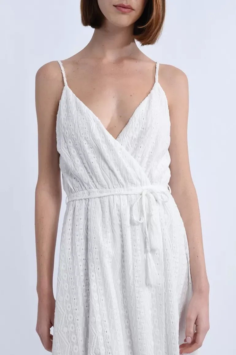Robe longue portefeuille buste croisé